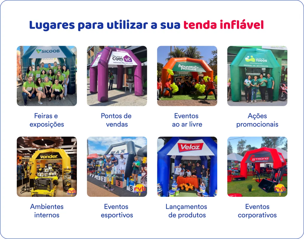 Lugares para utilizar tenda inflável