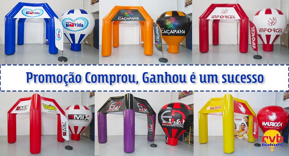 Kit inflável promocional: Promoção Comprou, Ganhou da RVB é um sucesso Kit inflável promocional: Promoção Comprou, Ganhou da RVB é um sucesso