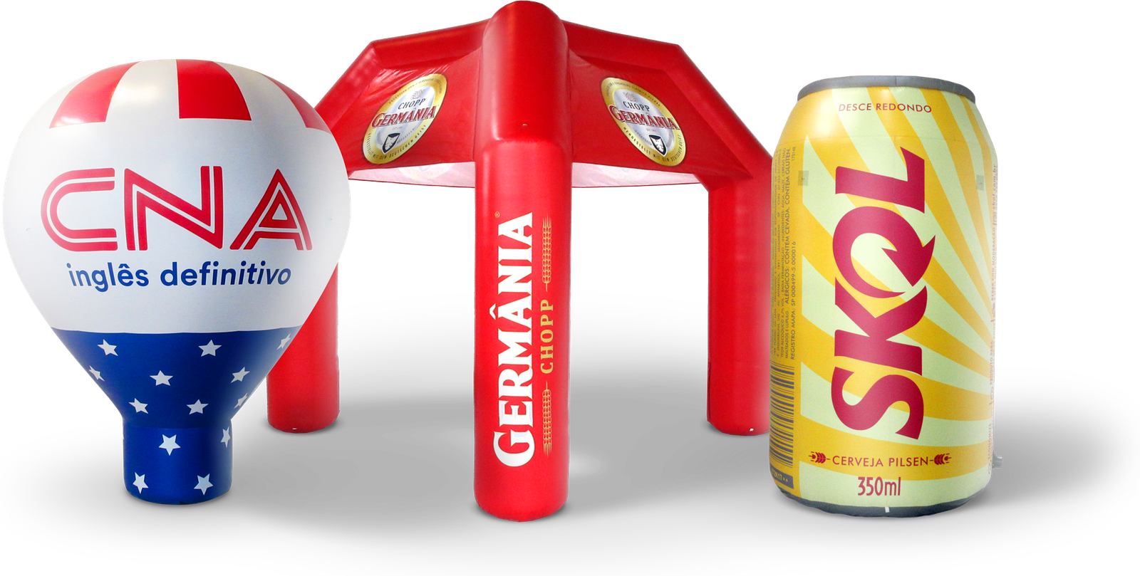 Balão tenda e lata inflável