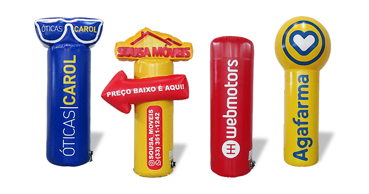 Totem inflável personalizado com sua logo para fachadas e eventos.