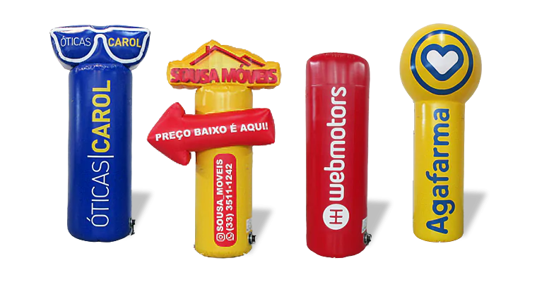 Totem inflável personalizado com sua logo para fachadas e eventos.