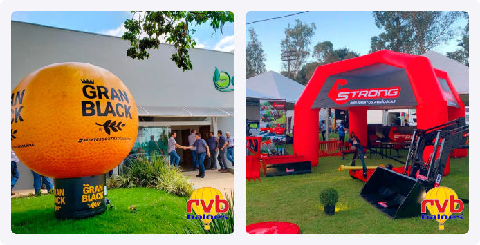 Infláveis personalizados com a marca em eventos