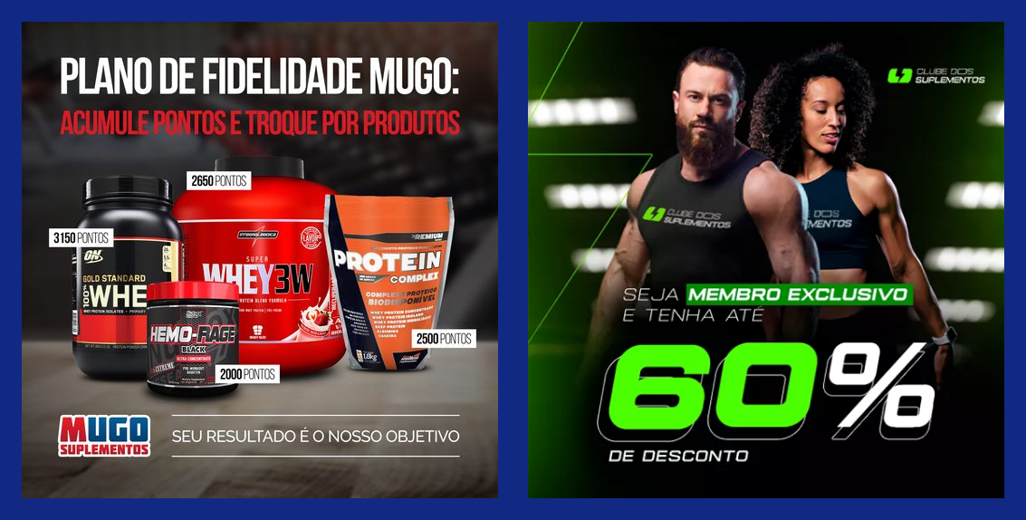 Exemplos de planos de fidelidade e clube de vantagens para lojas de suplementos