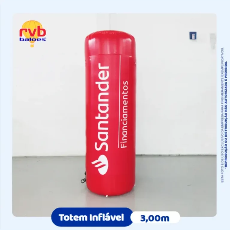 totem inflável gigante 3m Santander para divulgação de banco em evento e ação promocional externa
