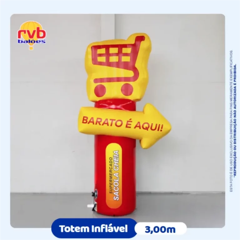 display inflável formato mão 3m Barateiro Atacadista para destaque de promoções em supermercado atacadista