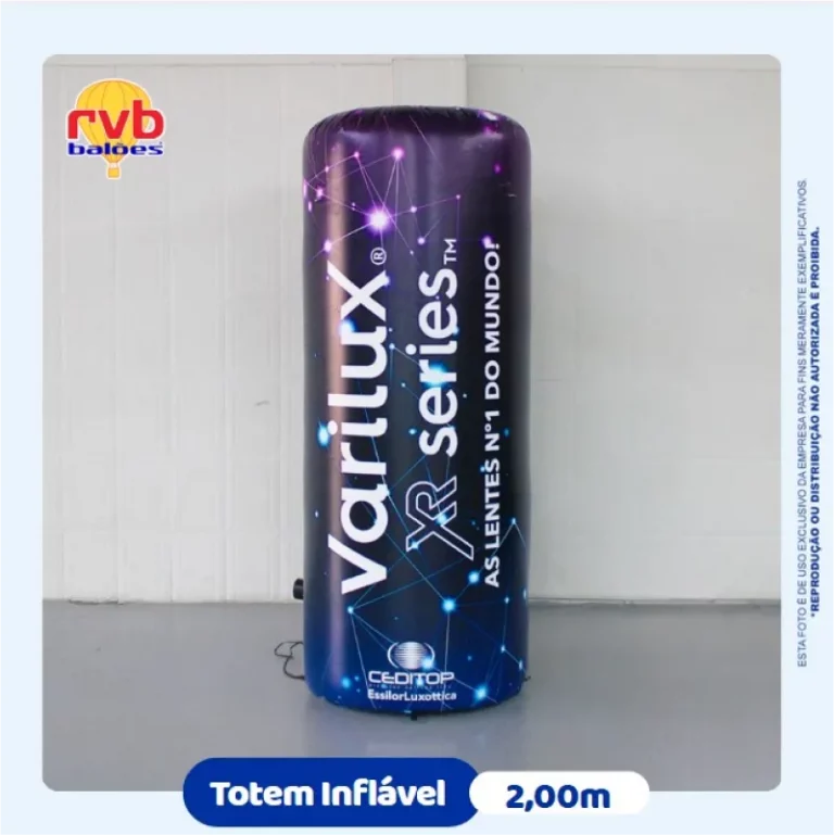 totem inflável iluminado 2m Varlux tecnologia para feira e exposição de produtos eletrônicos
