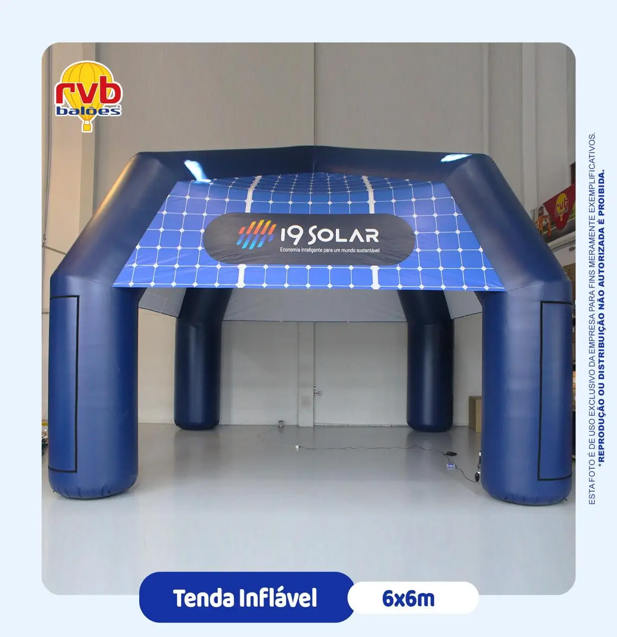 tenda inflável 6x6m solar
