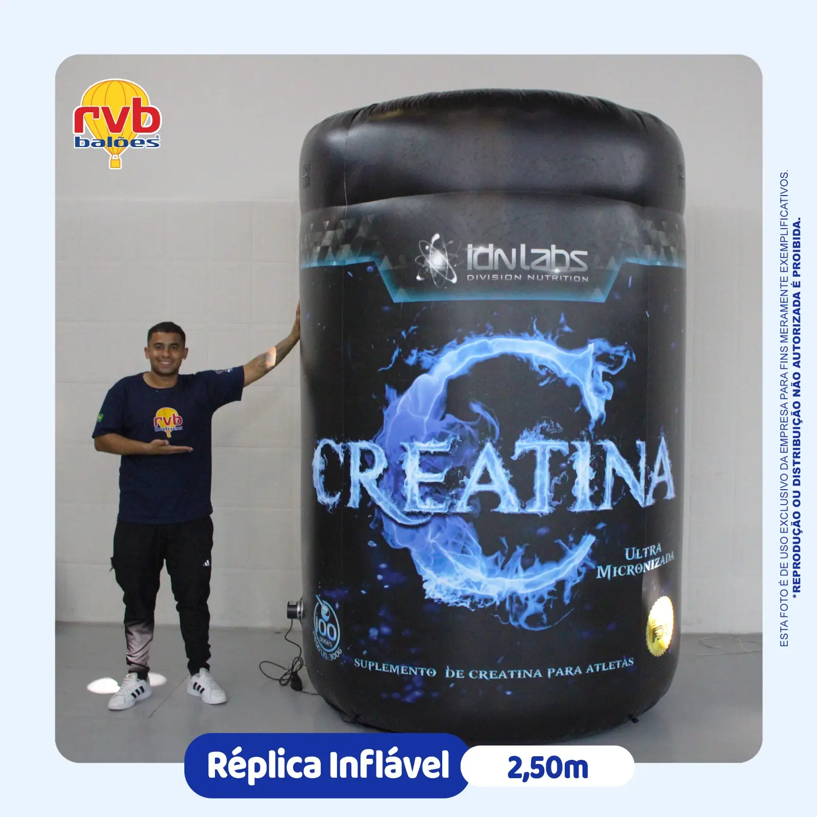 Réplica de Pote de Creatina Inflável Vulkanus Suplemento Fitness