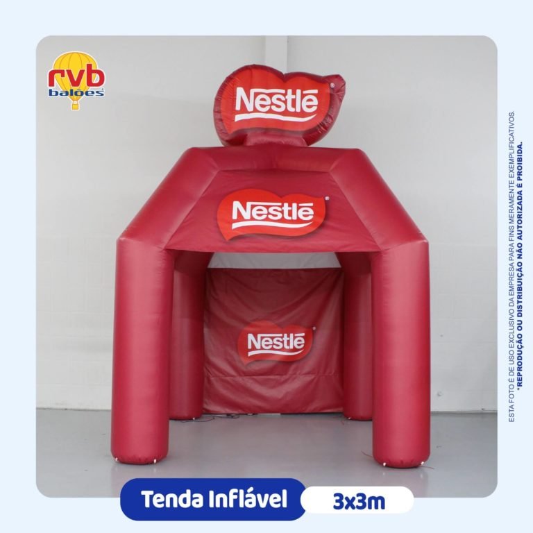 tenda inflável personalizada Nestlé aplicada em evento promocional de alimentos e degustação RVB