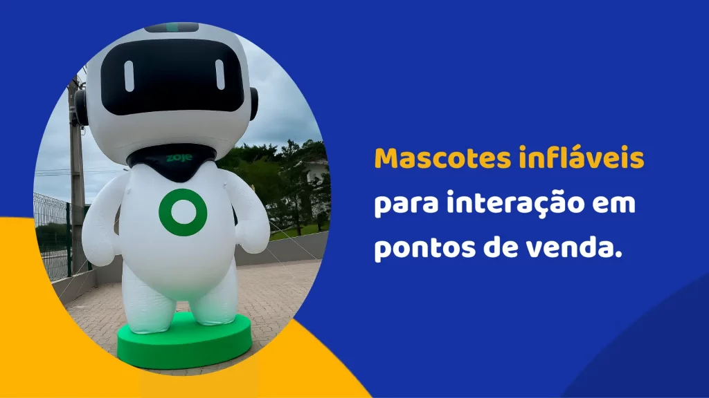 Mascotes infláveis para interação em pontos de venda