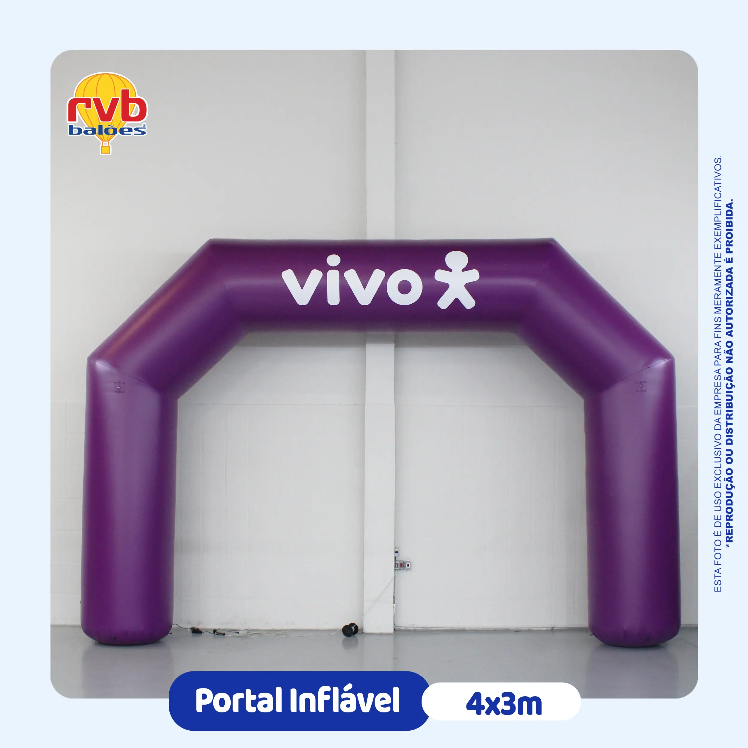 portal inflável 4x3m Vivo telecom para divulgação de marca em eventos e ações promocionais externas