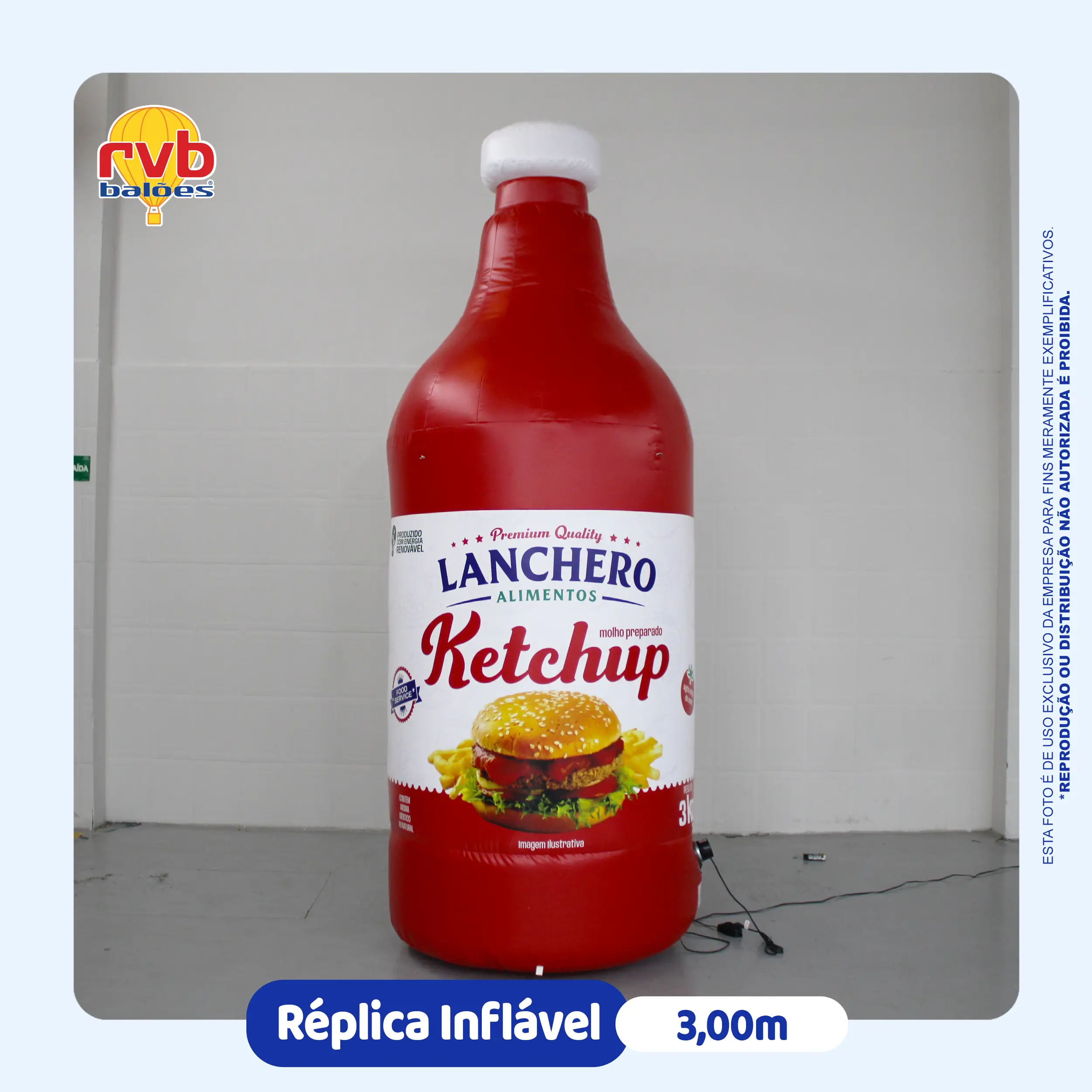 garrafa inflável gigante 3m ketchup Lanchero para promoção de alimentos em supermercado e ações em PDV
