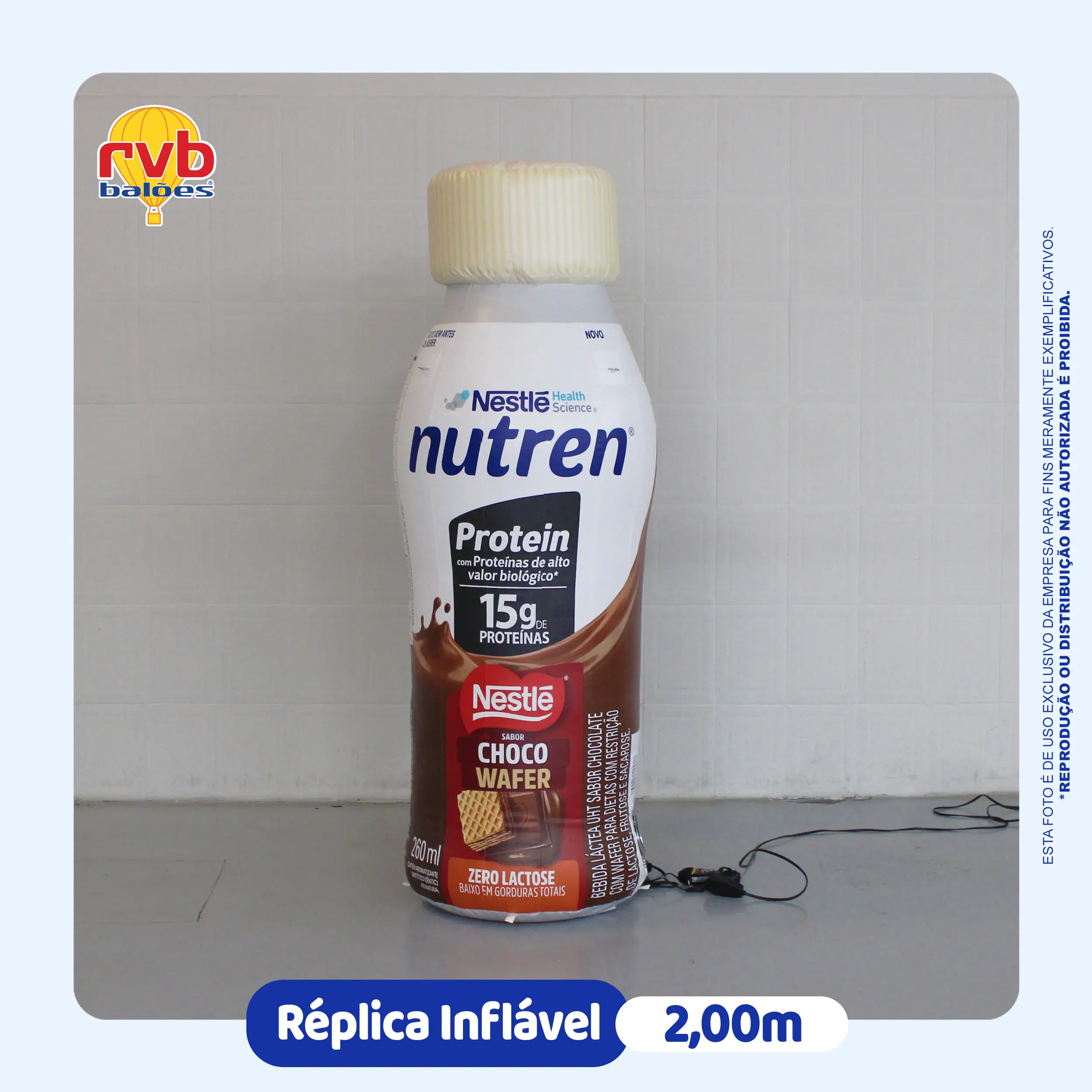 frasco inflável gigante 2m Nutren protein para promoção de suplemento nutricional em farmácia e ponto de venda