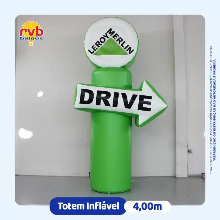 inflável promocional 4m Drive para sinalização de serviço drive thru em estacionamento e entrada de estabelecimento leroy merlin