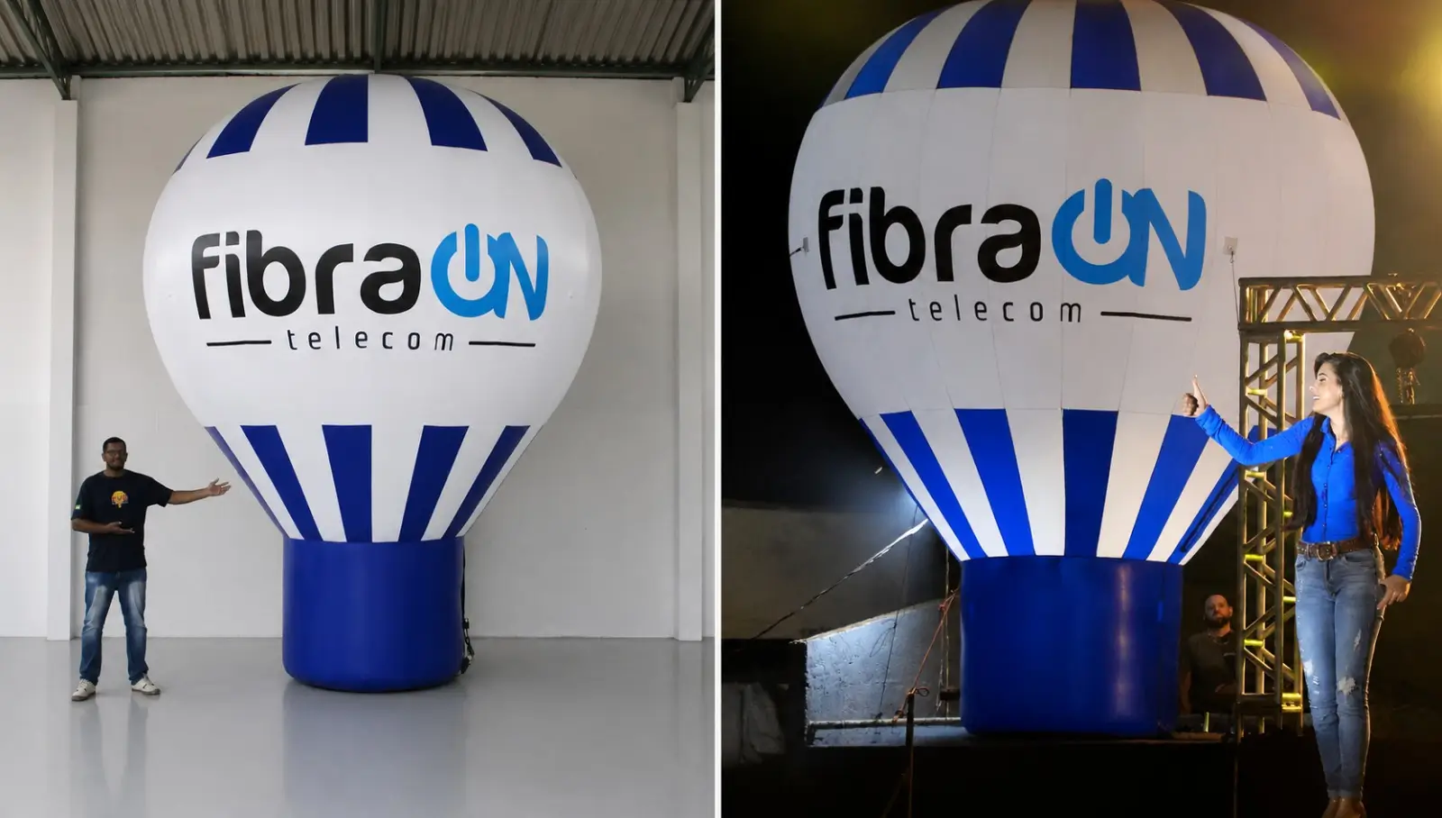 Balão Inflável Promocional Fibra On Telecom para Provedor de Internet e Ação de Rua 5 metros