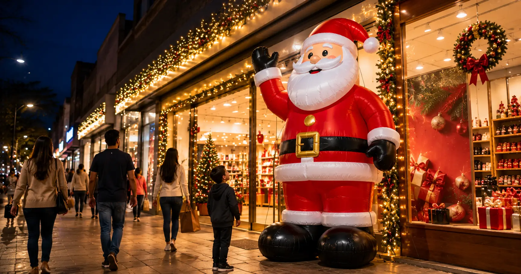 Papai Noel Gigante Inflável: Tamanhos, Aplicações e Como Usar no Marketing de Natal