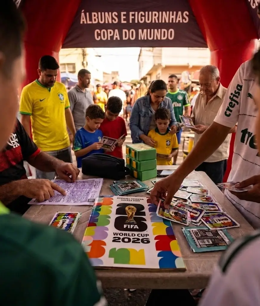 tenda inflável Panini para stand de troca de figurinhas da Copa do Mundo em evento ao ar livre