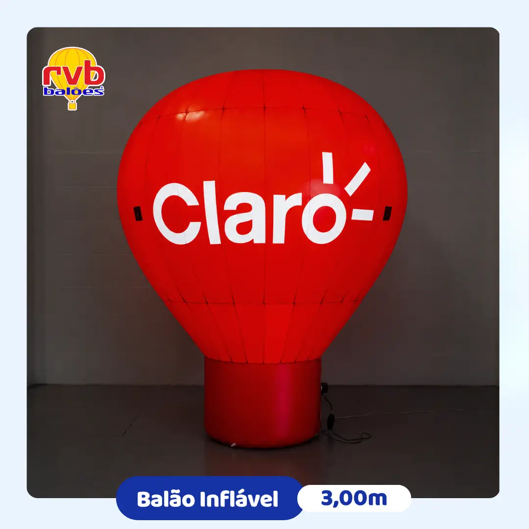 Balão Inflável Promocional Claro 3m — Operadora de Telefonia | RVB Balões Balão inflável promocional personalizado Claro 3 metros para operadora de telefonia, fabricado pela RVB Balões