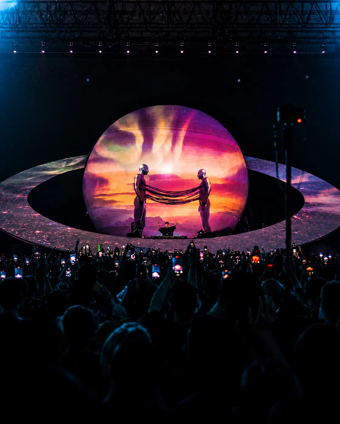 Bola Inflável Gigante Illusiozone em Show de Música Vista de Baixo para Evento de Entretenimento