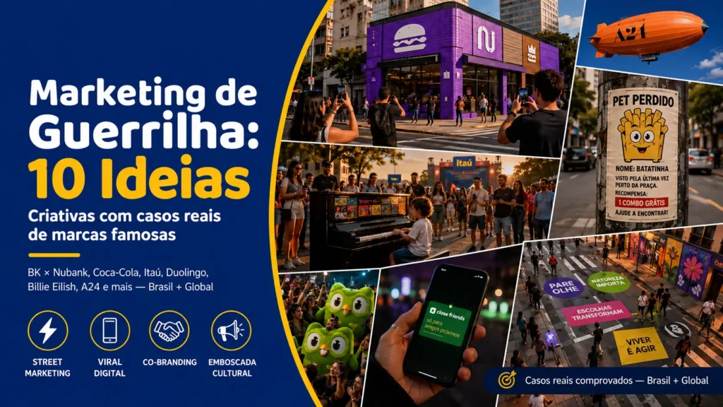Marketing de Guerrilha: 10 Ideias Criativas para Atrair Clientes, com Casos Reais de Marcas Famosas