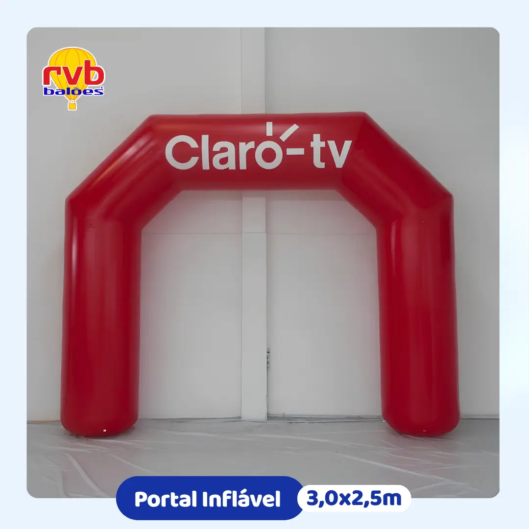 Portal Inflável Claro TV 3x2,5m — Evento de Entretenimento | RVB Balões Portal inflável personalizado Claro TV 3x2,5 metros para evento de entretenimento, fabricado pela RVB Balões