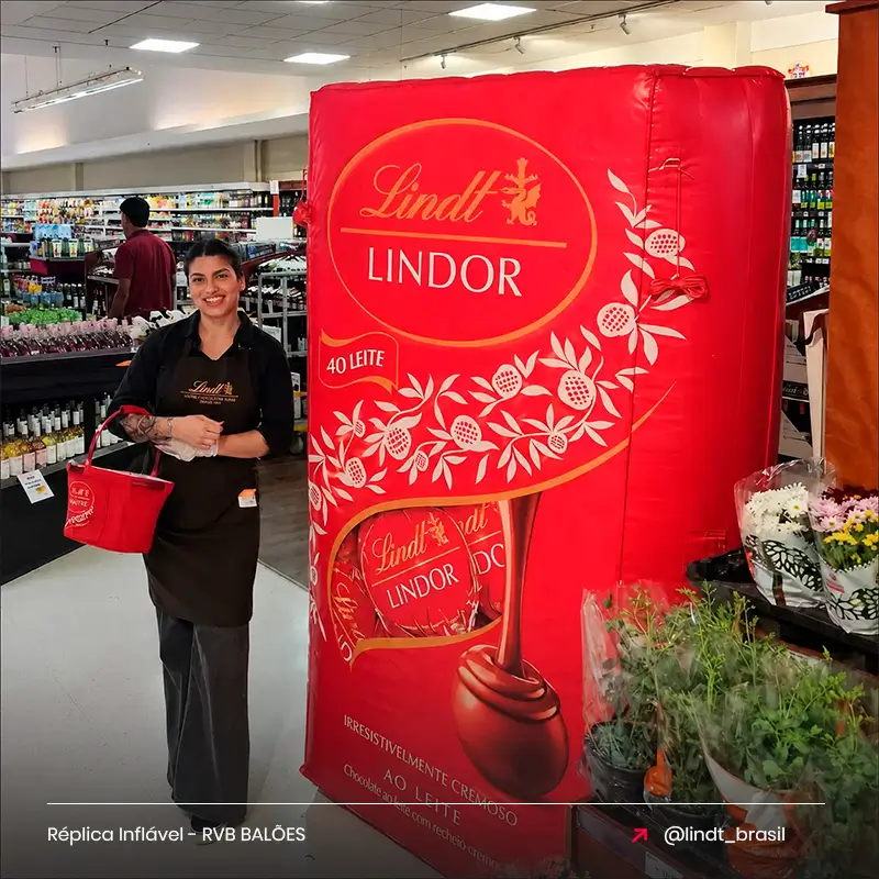 Réplica Inflável Personalizada Lindt Lindor para Indústria de Chocolates e Ação de PDV Indoor