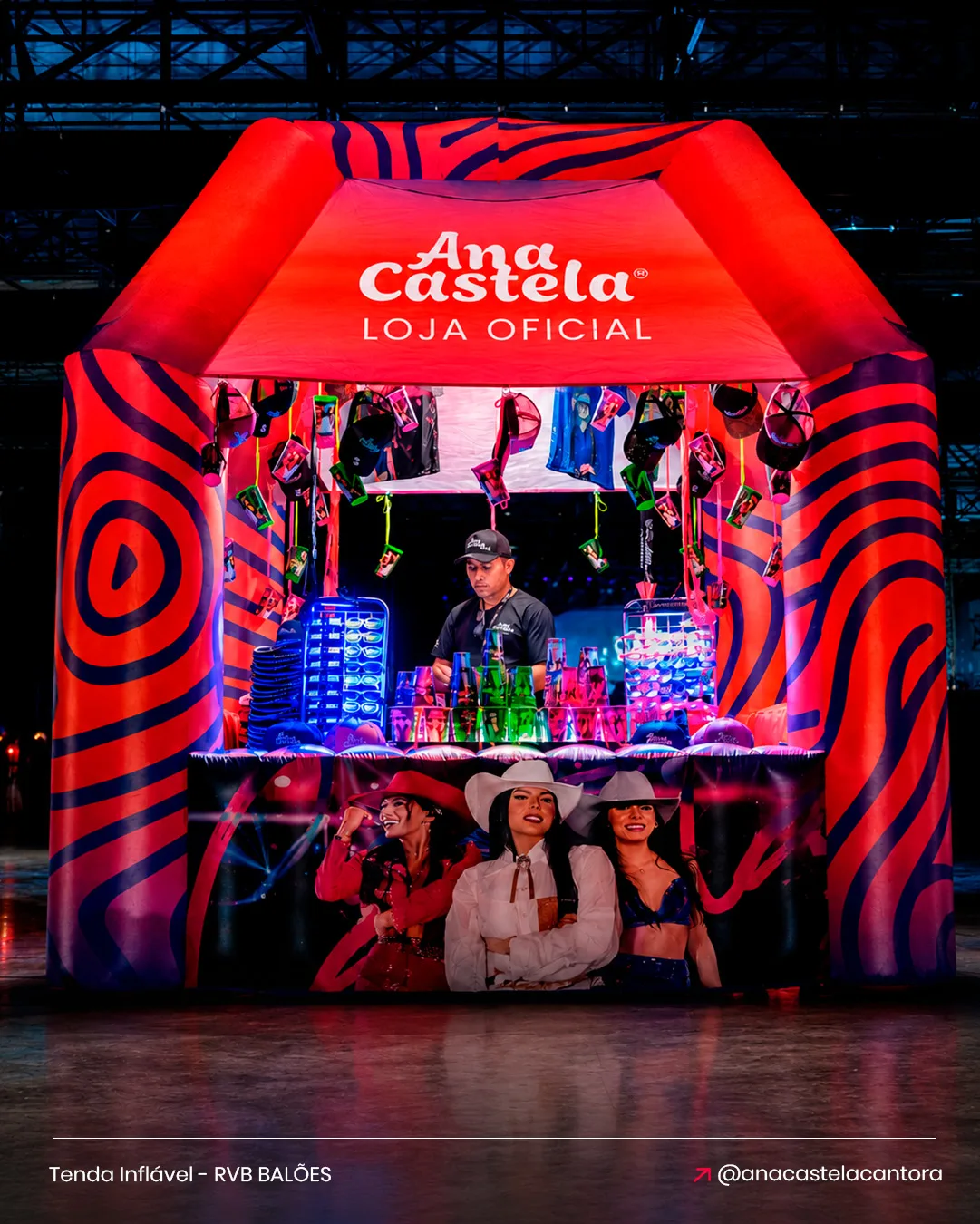 Tenda inflável Ana Castela Loja Oficial para venda de produtos no show da cantora ao público