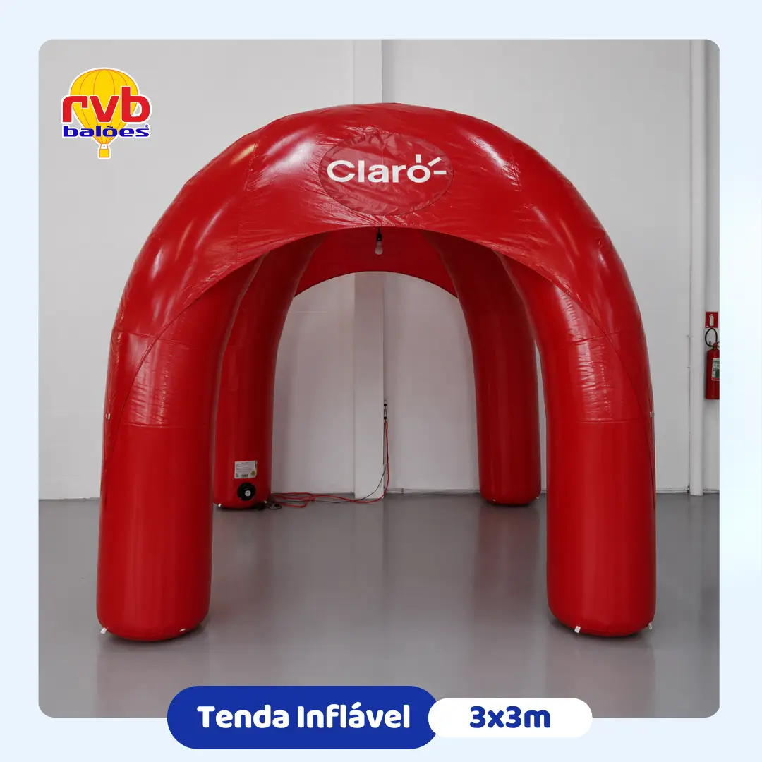 Tenda Inflável Iglu Claro 3x3m — Evento Corporativo | RVB Balões Tenda inflável iglu personalizada Claro 3x3 metros para evento corporativo, fabricada pela RVB Balões