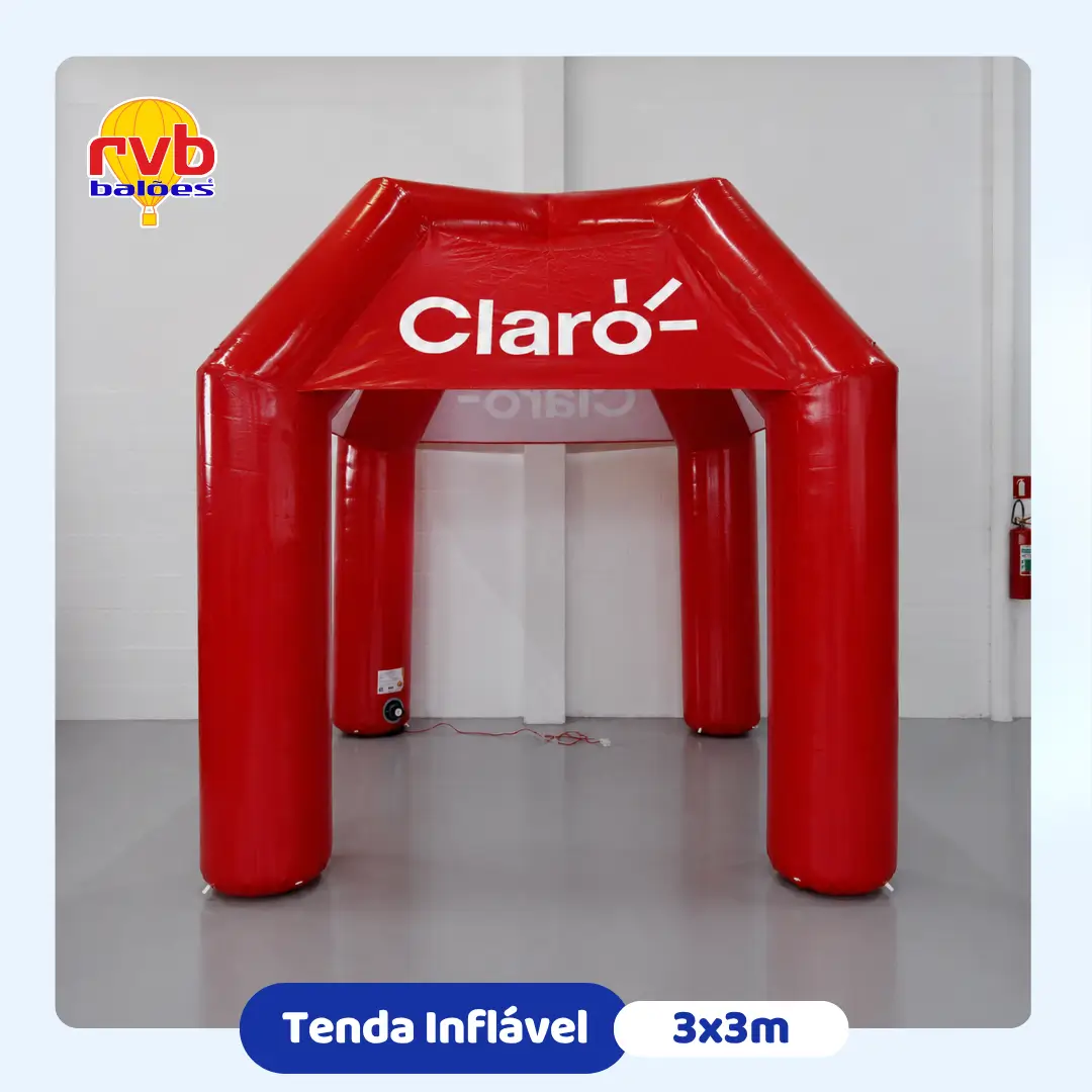Tenda Inflável Claro 3x3m — PDV Telecomunicações | RVB Balões Tenda inflável personalizada Claro 3x3 metros para PDV de telecomunicações, fabricada pela RVB Balões