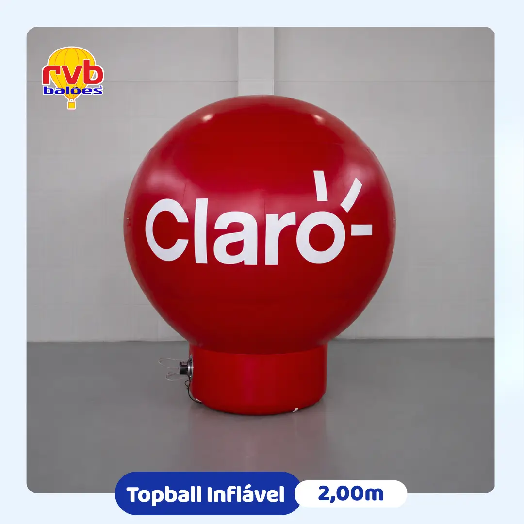 Top Ball Inflável Claro 2m — PDV Operadora de Telefonia | RVB Balões Top ball inflável personalizado Claro 2 metros para PDV de operadora de telefonia, fabricado pela RVB Balões