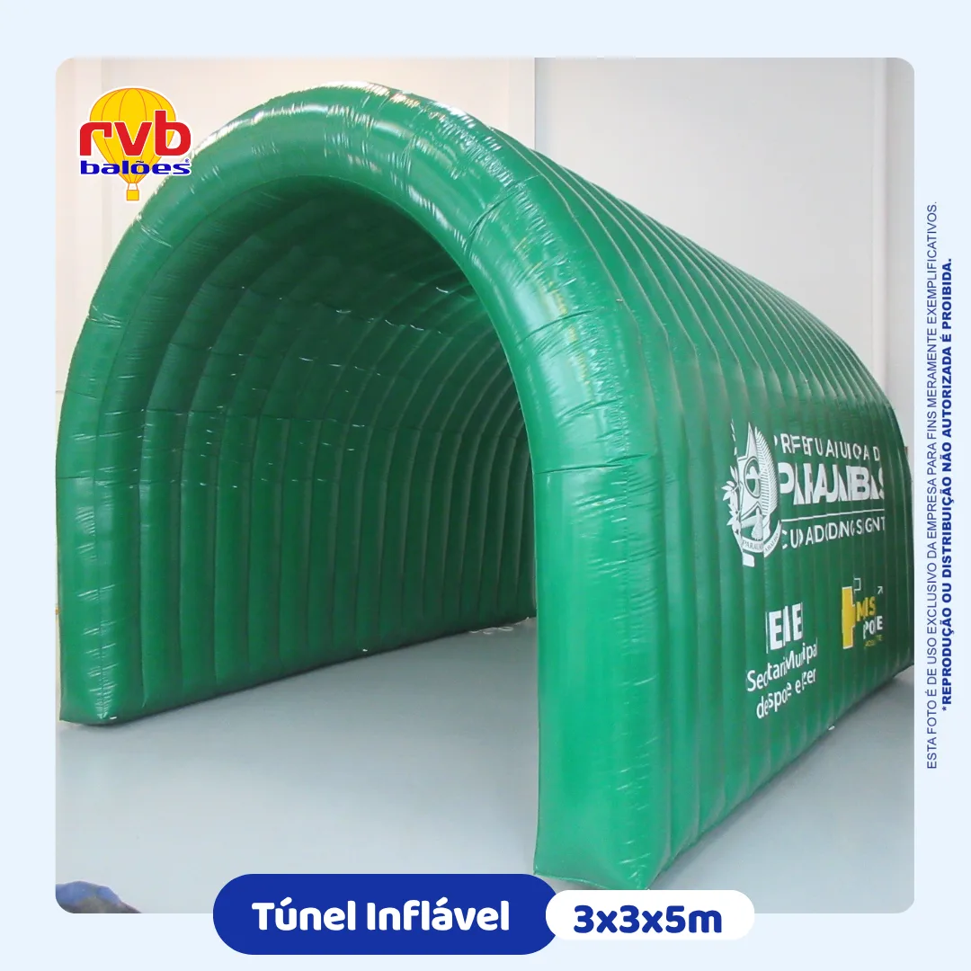 Túnel inflável personalizado 3x3x5 metros para Secretaria Municipal de Esporte e Lazer em evento esportivo
