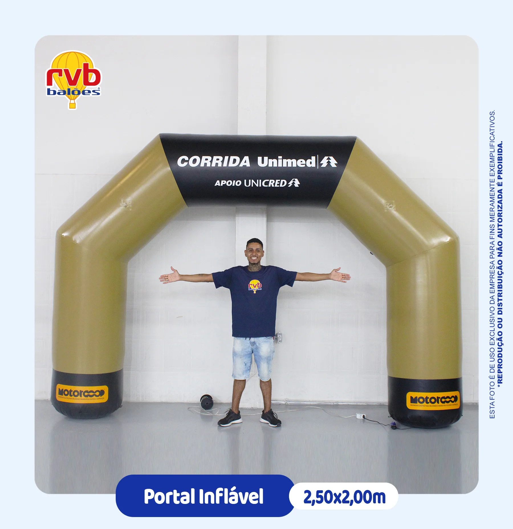 Portal inflável personalizado da Unimed utilizado em corrida e evento esportivo.