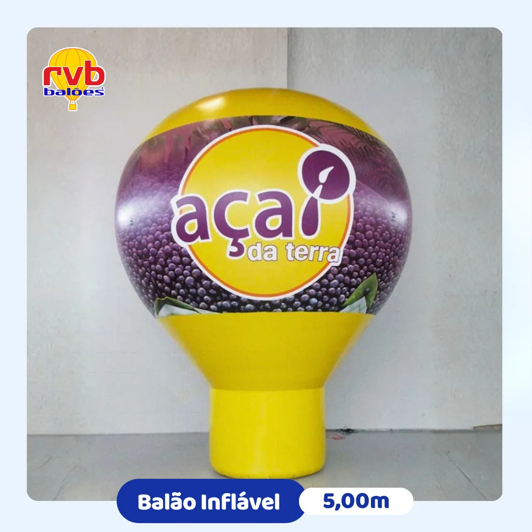 Balão inflável personalizado de 5 metros para divulgação de marca de açaí.
