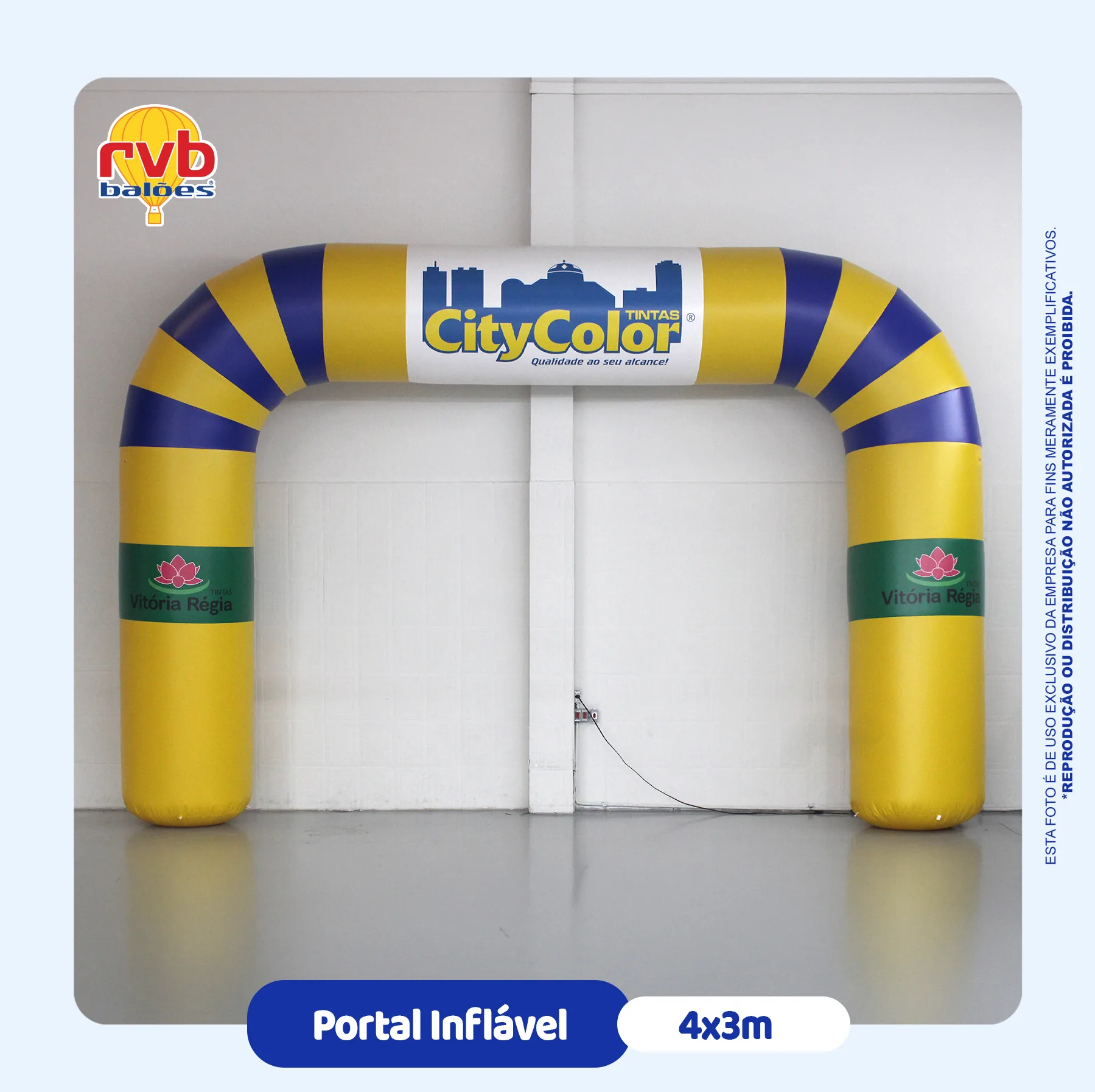 Portal arco inflável personalizado CityColor 4x3 metros para divulgação de marca.