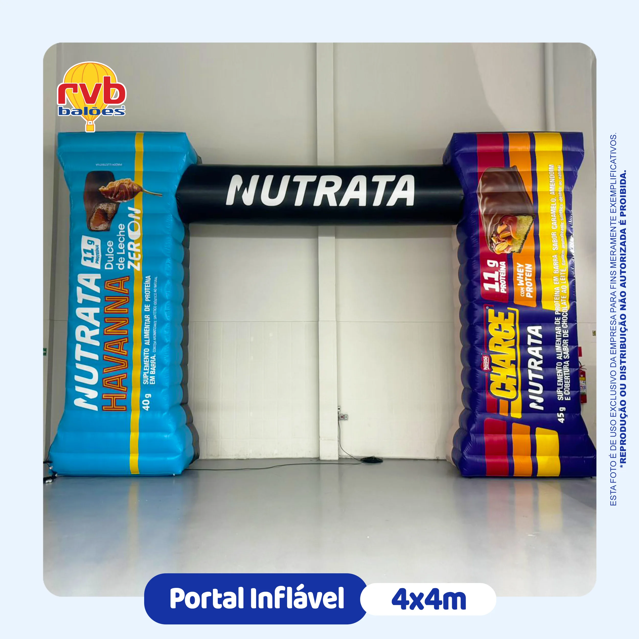 Portal inflável personalizado Nutrata 4x4 metros para eventos esportivos e ações promocionais.