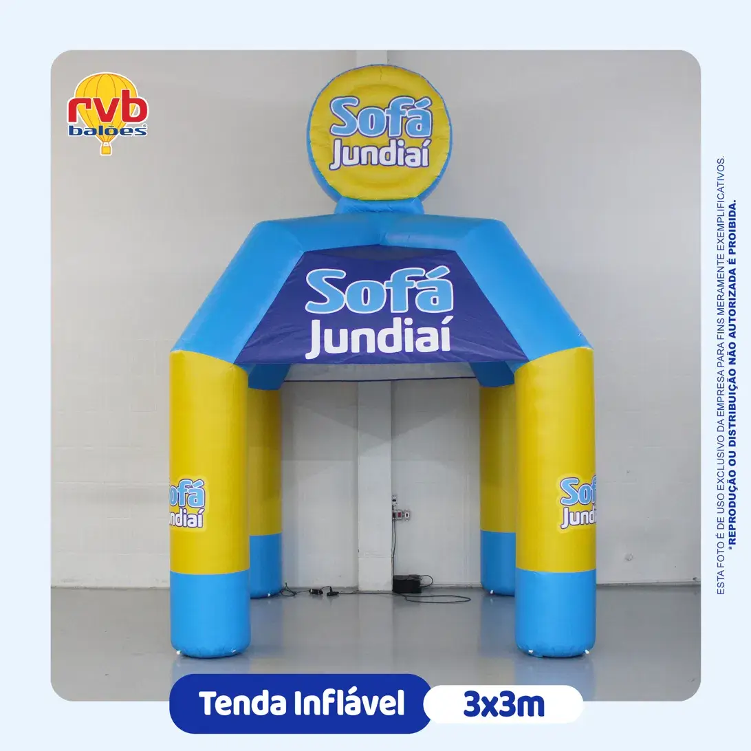 Tenda inflável personalizada de 3x3 metros usada como ponto de atendimento em ação promocional