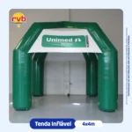 Tenda inflável personalizada 4x4 metros da Unimed para eventos, feiras e ações promocionais.