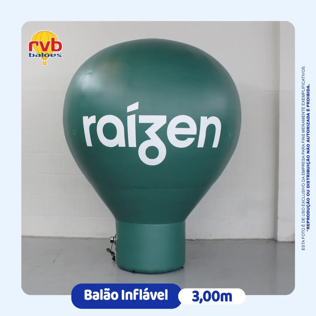 Balão inflável 3m personalizado Raízen para divulgação de marca, eventos e ações promocionais do setor de energia