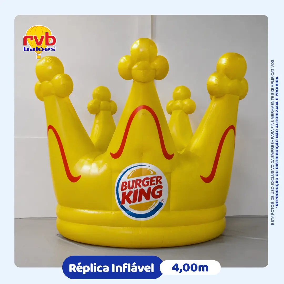 Coroa inflável Burger King 4 metros fast food