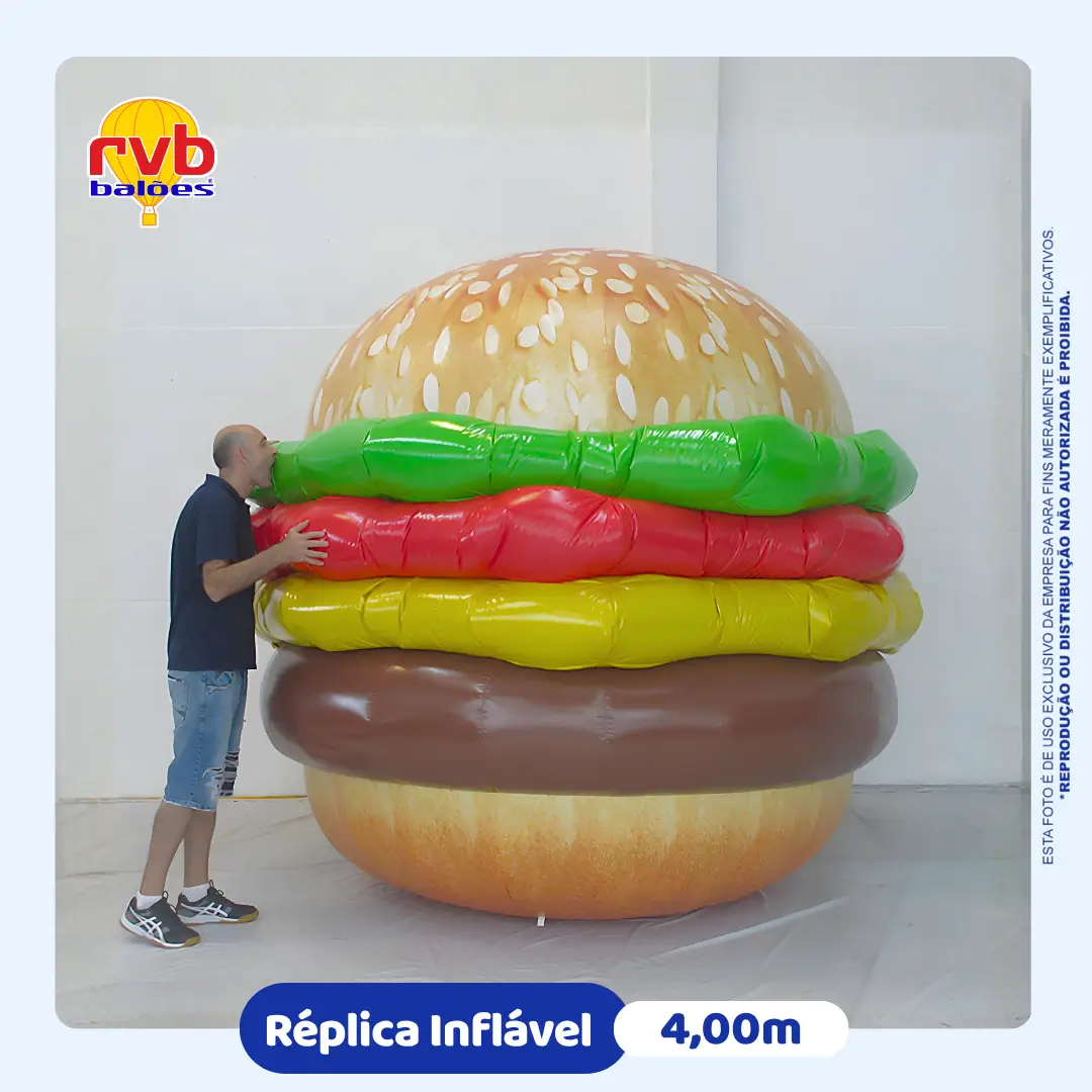 Hambúrguer inflável gigante fast food 4 metros