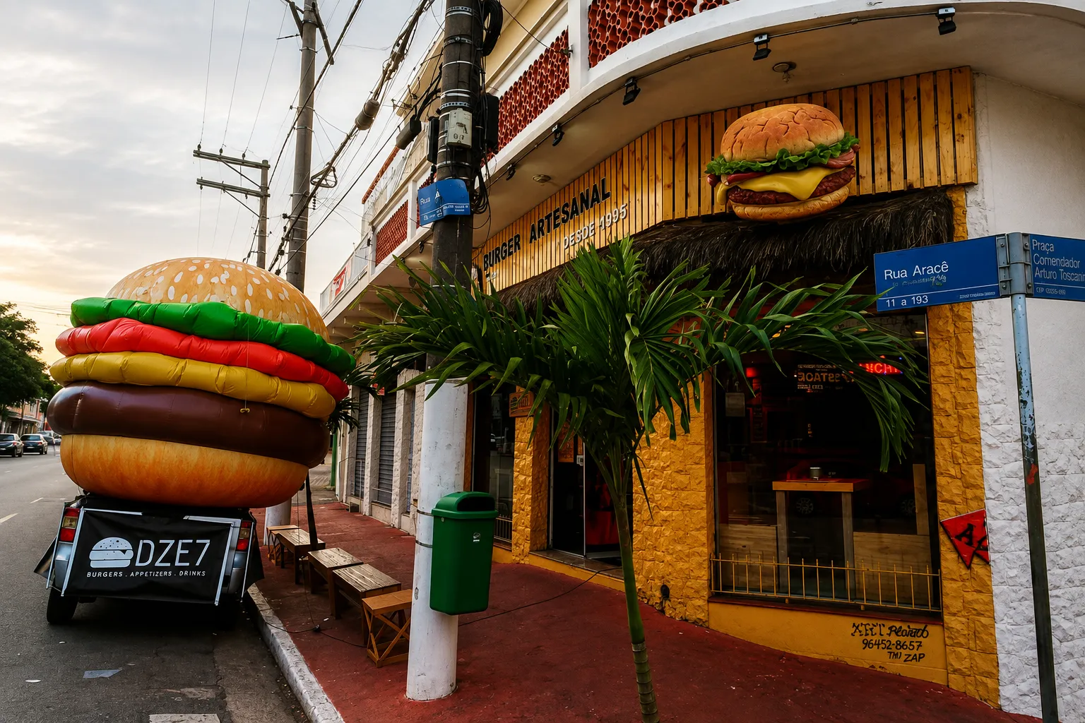 Hambúrguer inflável gigante para restaurante fast food
