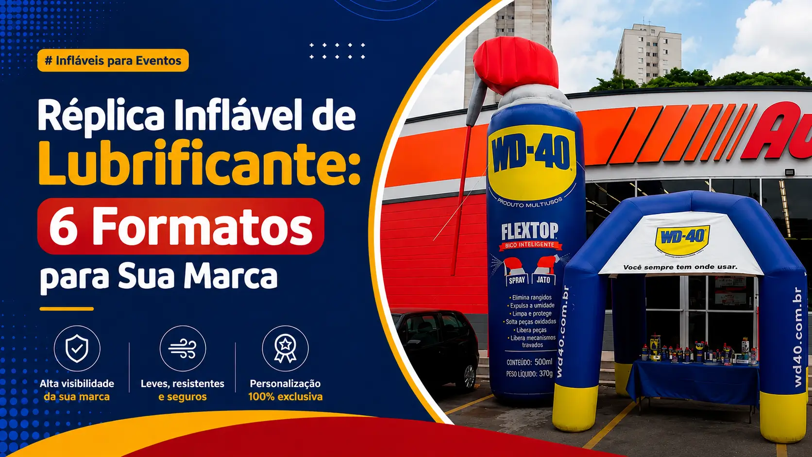 Réplica Inflável de Lubrificante: 6 Formatos para Sua Marca Réplica Inflável de Lubrificante: 6 Formatos para Sua Marca