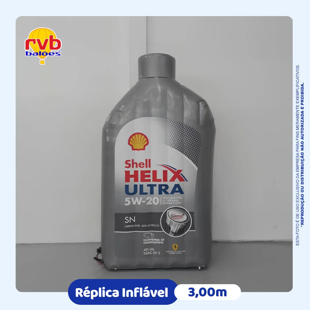 Réplica inflável frasco de óleo Shell Helix Ultra 5W20 3 metros