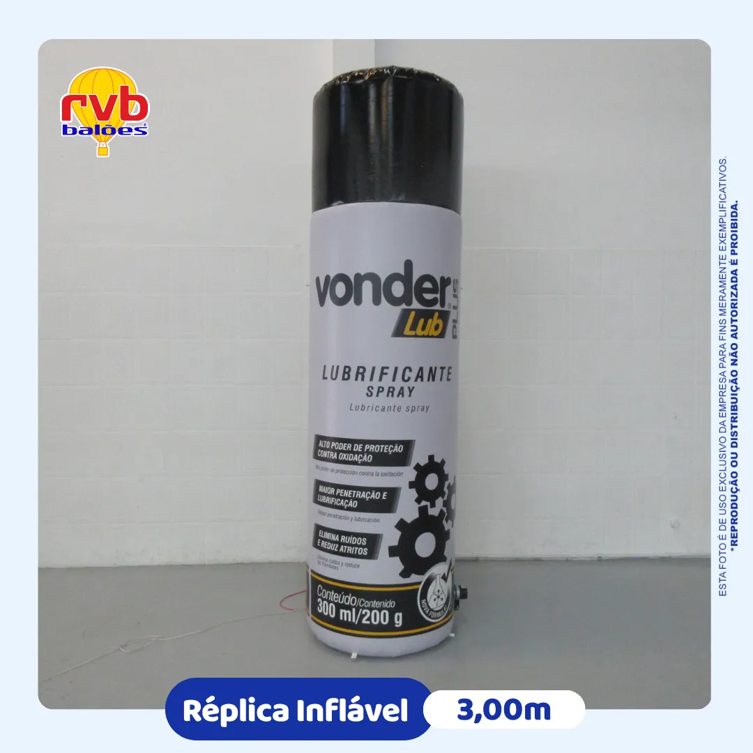 Réplica inflável lata de spray lubrificante Vonder Lub 3 metros