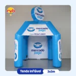 Tenda inflável 3x3m Mercado Pago para feiras e ações promocionais de serviços financeiros