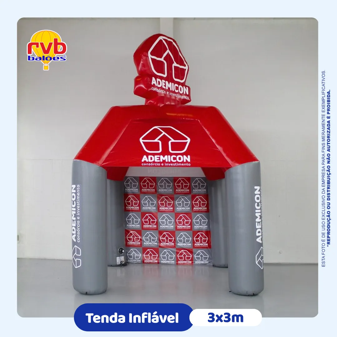 Tenda inflável Ademicon com logomarca no topo 3x3m