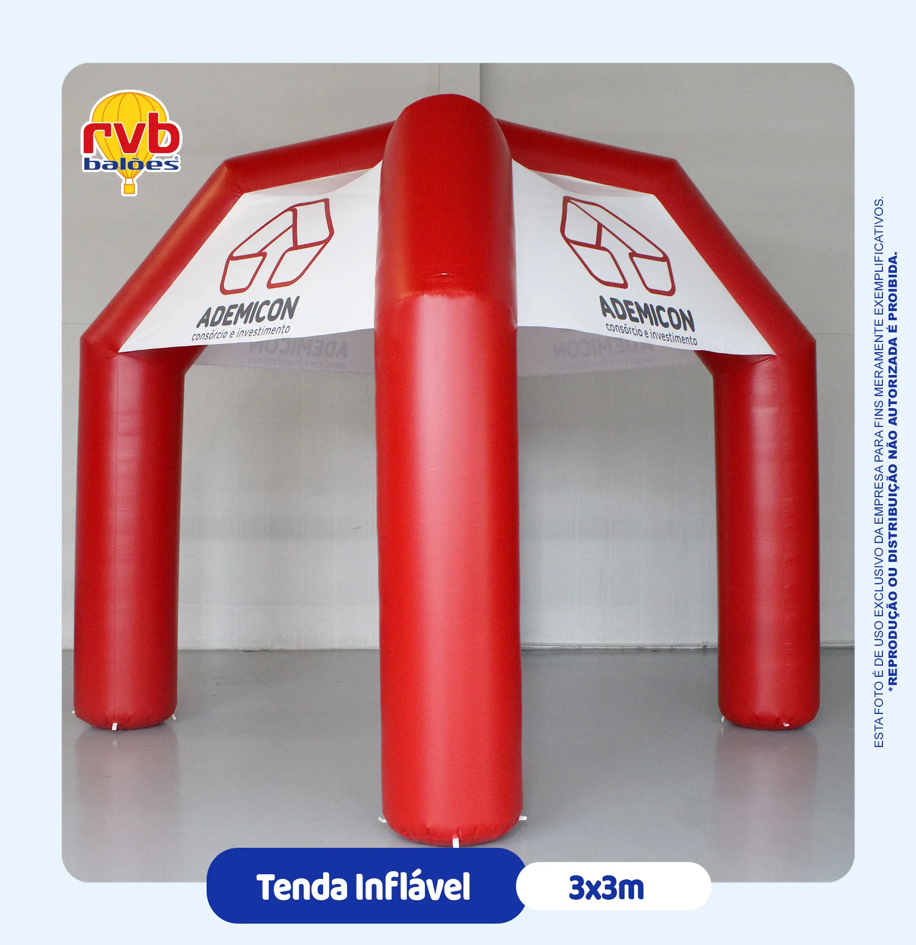 Tenda inflável Ademicon com testeira branca 3x3m