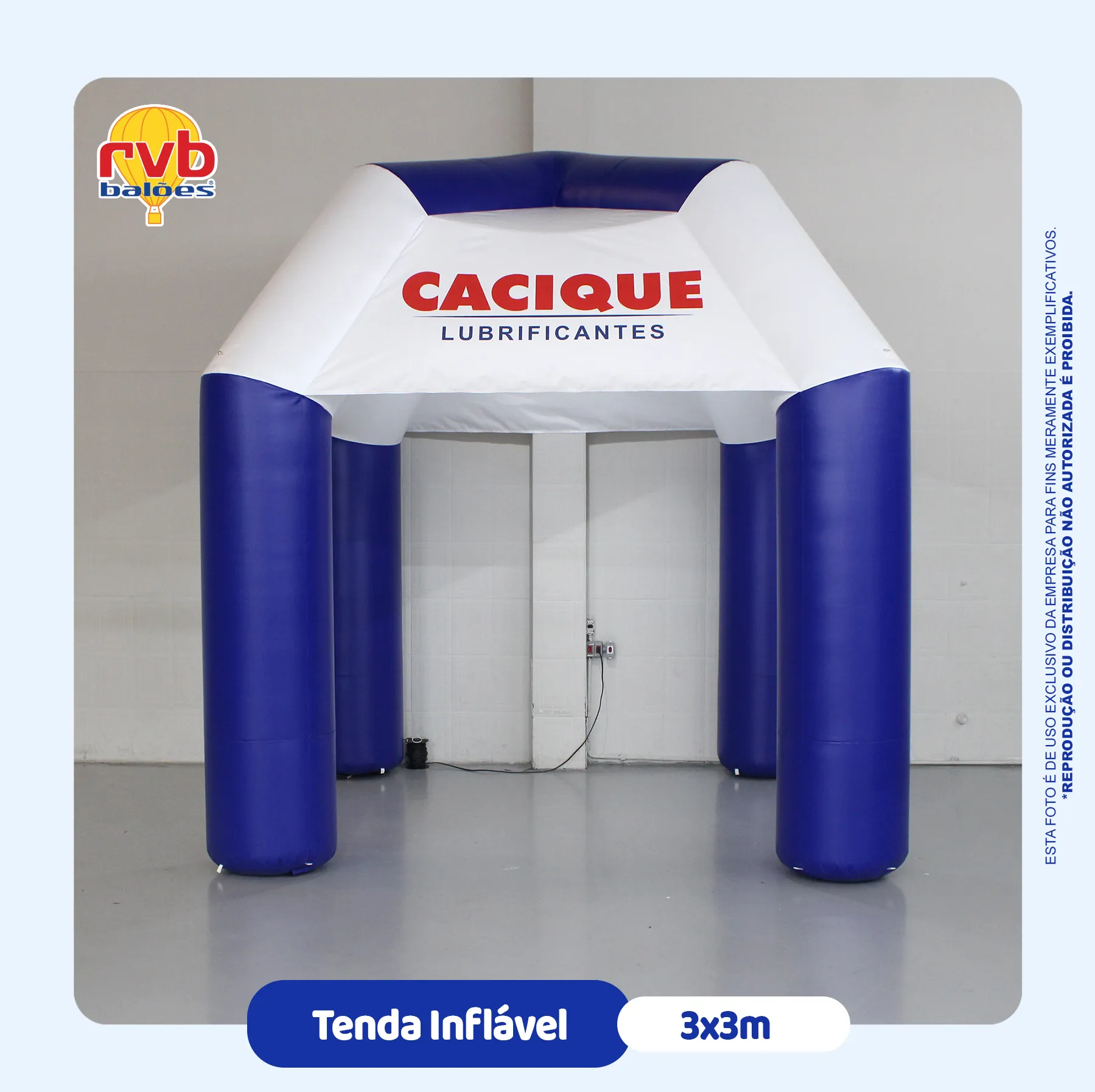 Tenda inflável 3x3m personalizada Cacique Lubrificantes