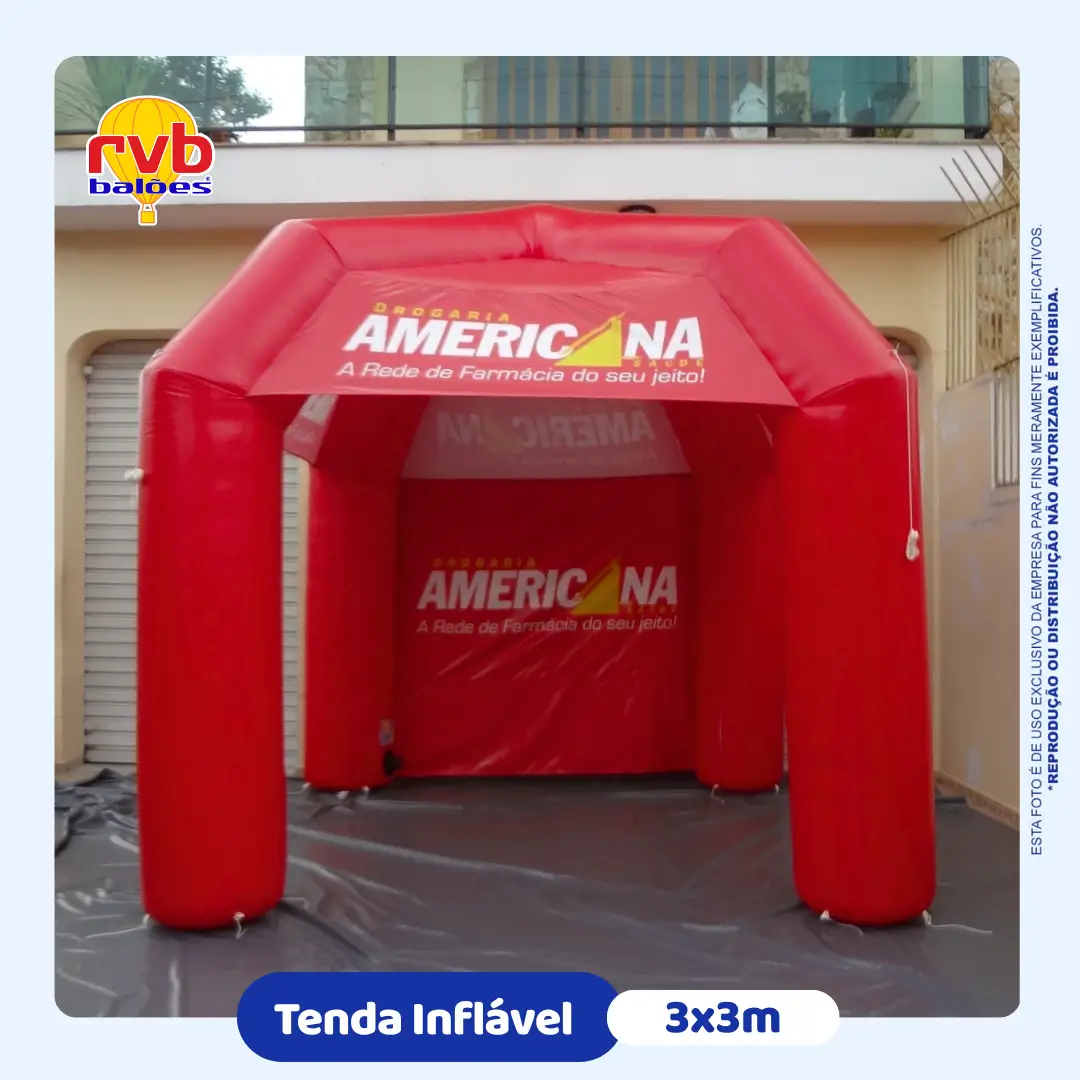 Tenda inflável Drogaria Americana com fechamento lateral