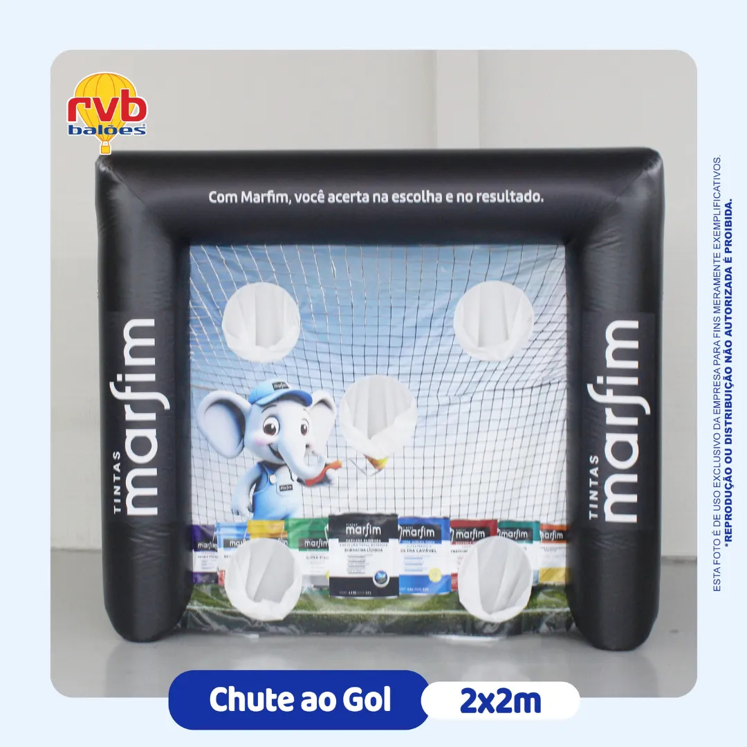 Chute a gol inflável personalizado Tintas Marfim fabricado pela RVB Balões